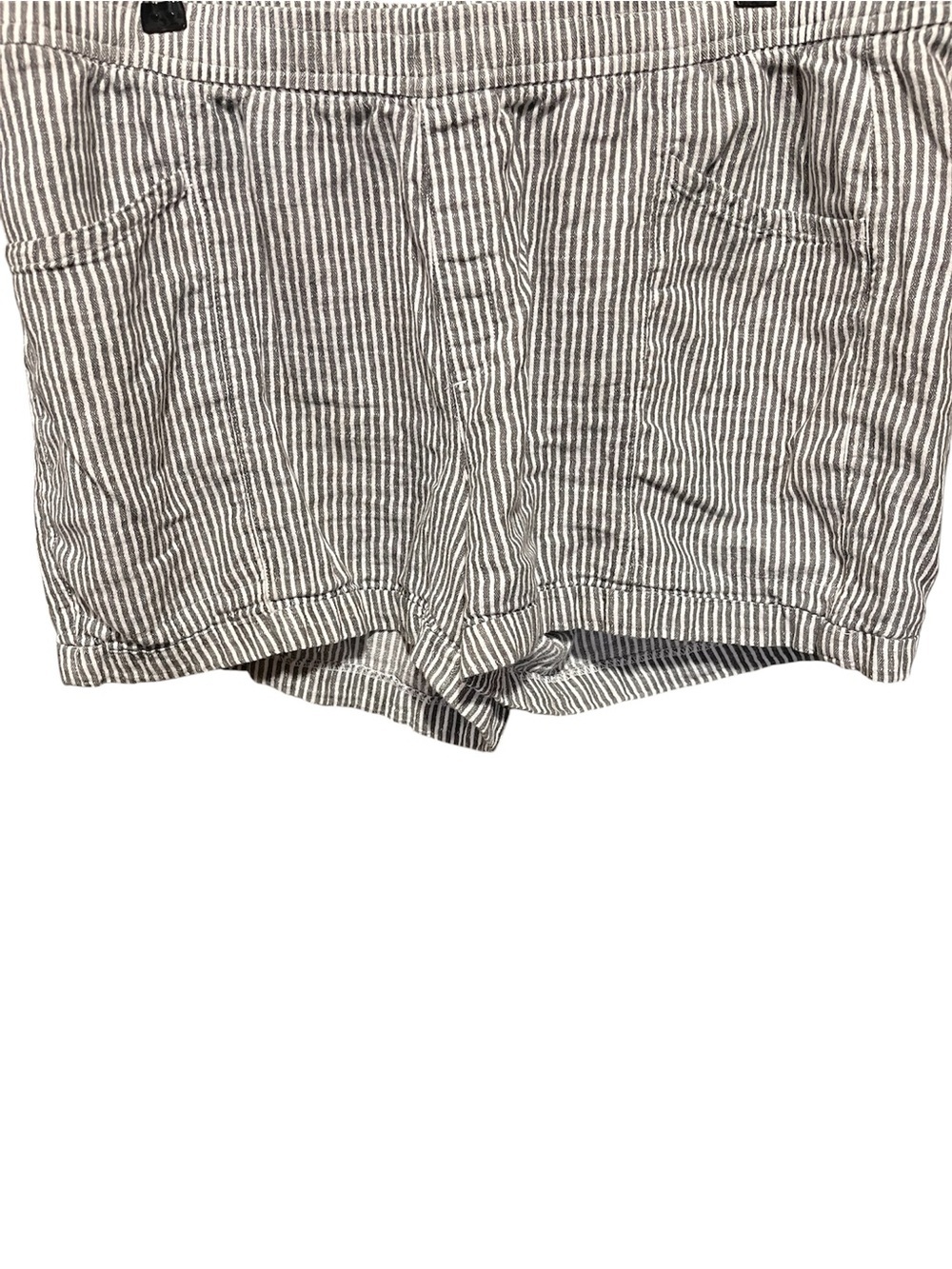 Old Navy Women's Linen Blend High Waist Striped Shorts - White & Gray XL - Picture 3 of 10
